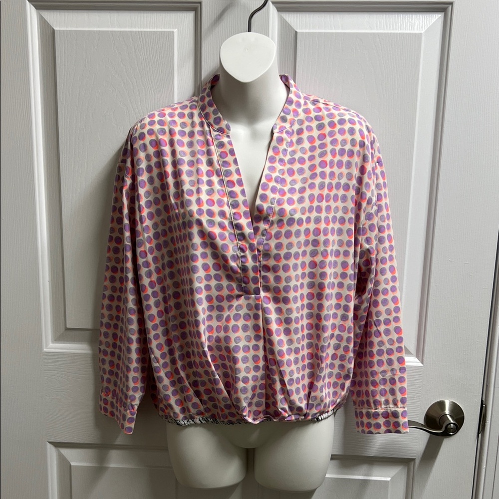 GAP women’s Pink Purple Polka Dot Blouse size small S
